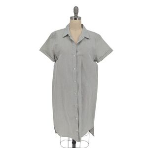 00651 James Perse Button Down Linen Cotton Shirtdress Gray size 4 hipster casual